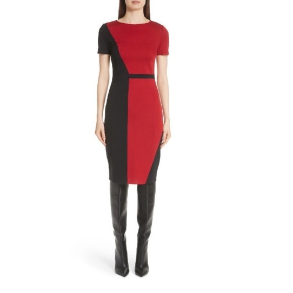 St. John Collection Slanted Colorblock Milano Dress